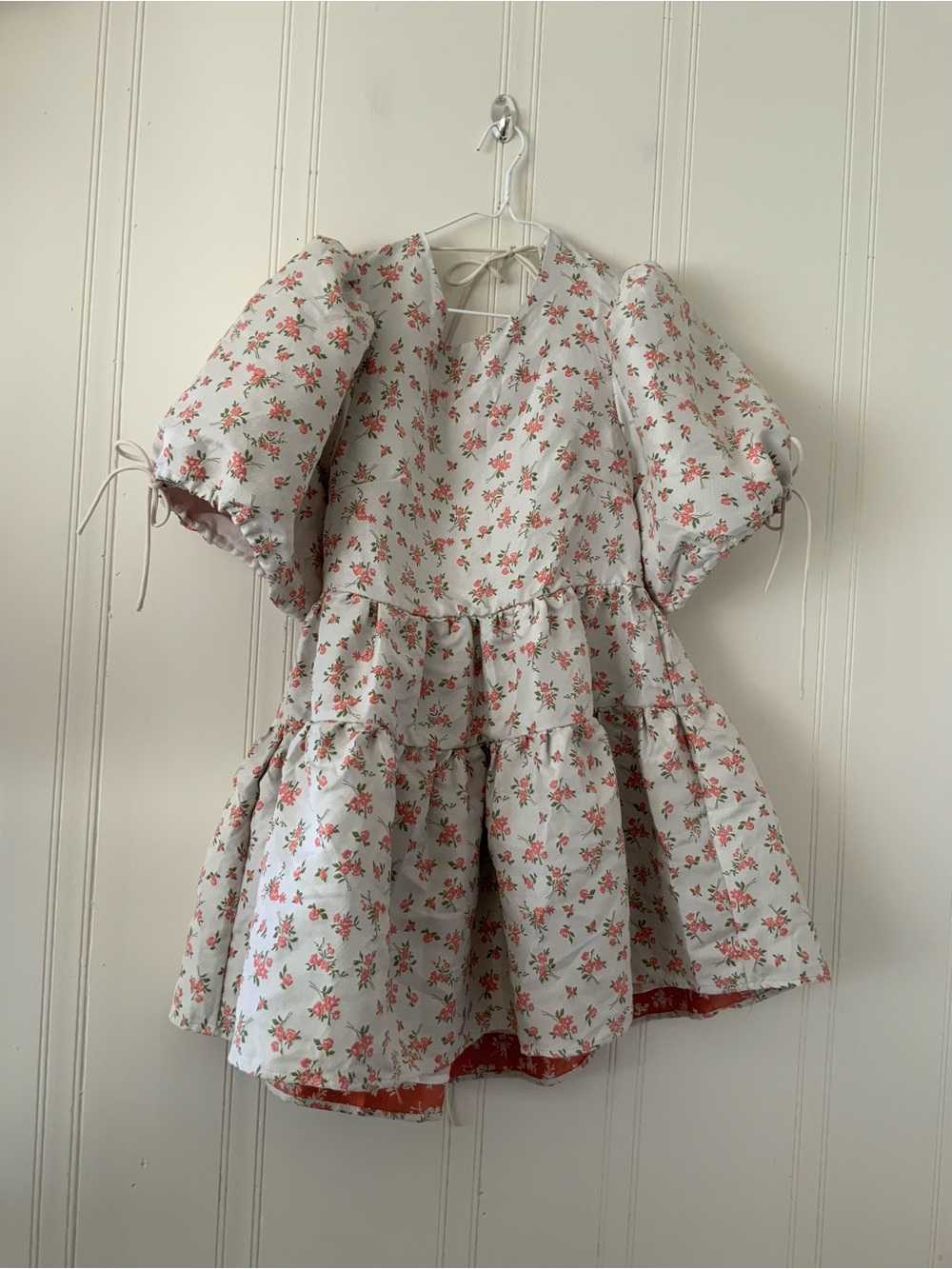 Sister Jane White Mini Dress with Coral Pink Floral Print